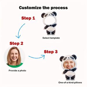 TEMU 맞춤 사진 판다 베개 - 재미있는 쿠션, 친구, 가족을 위한 특별한 선물, 할로윈, 크리스마스, 추수감사절 필수템.