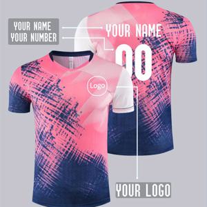 TEMU 맞춤형 개인화 운동 티셔츠 - 빠른 건조 흡습 기능, 이름 및 번호 로고 포함 - 통기성 체육관, 러닝, 테니스, 배구 저지 - 핑크 & 네이비 블루 스플래시 디자인 - 남녀 공용 스포츠 의류, 기계 세탁 가능, 퀵드라이 기술, 통기성 원단