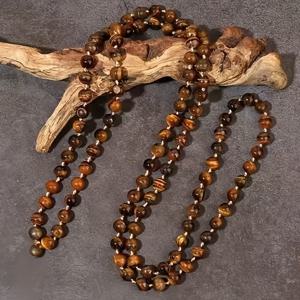 TEMU 여성용 엑스트라 롱 120cm (47.24인치) 타이거 아이 비즈 목걸이 - 우아한 브라운 & 앰버톤 레이어드 비즈, 일상부터 포멀까지, 생일·기념일·특별한 날을 위한 럭셔리 선물, 사계절 활용 가능한 지구 톤 비즈