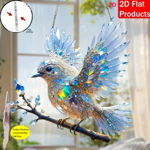 TEMU 2D 플랫, 2D 플랫 컬러풀 플라잉 버드 창문 매달린 장식, 아크릴 펜던트 장식, 실내 벽 미술 장식, 현관 마당 정원 사무실 방에 적합, 매달기 디자인 - 친구와 가족에게 완벽한 선물, 유리 효과/패턴, 2D 플랫