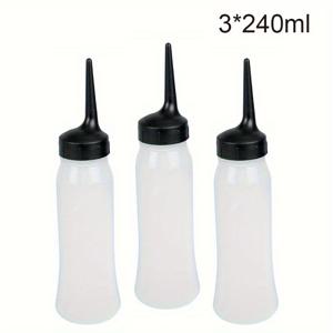 TEMU 2개/3개 세트 살롱용 병, 건조 세탁, 염색, 오일 분배를 위한 눈금 표시 팁 포함, 미용실, 미인샵 및 가정용으로 적합, 부드러운 바디로 간편하게 짜기 가능, 살롱 용품, 미용실, 스타일링 도구