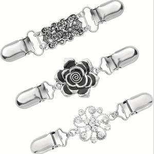 TEMU 의류 벨트 클립, 빈티지 탄성 조절 클립 3개 세트, 숄, 가디건 및 드레스 허리 조임에 적합한 미끄럼 방지 클립