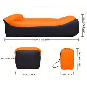 TEMU 1인용 인플레이터블 라운지 체어 - 휴대용 빠른 접이식 소프트 에어 매트리스, 캠핑/해변/수영장용 내구성 있는 직사각형 야외 라운지 의자, 휴대 가방 포함, 쉬운 보관 가능|캠핑의자|접이식의자|의자