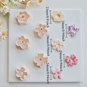 TEMU 꽃 도넛 모양 주얼리 만들기 키트 5개 세트, 빈티지 꽃 폴리머 클레이 커터, 후프 귀걸이 및 주얼리 제작용, 불규칙한 다섯 꽃잎 여섯 꽃잎 플로럴 클레이 몰드, 펜던트 & 목걸이 만들기 - 2가지 사이즈 제공