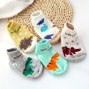TEMU 5켤레 어린이용 카툰 공룡 패턴 얇은 메쉬 통기성 양말 (남아/여아) 봄/여름용