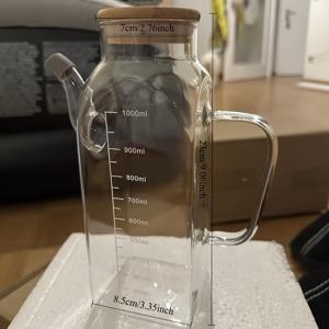 TEMU 1개 Sunfiona 유리 올리브 오일 디스펜서 병 - 750ml/1000ml 투명 내구성 식품 등급 유리, 인체공학적 손잡이 & 스파우트, 750ml/1000ml 용량, BBQ 액세서리, BBQ 필수품|인체공학적 디자인|내구성 유리, BBQ, 캠핑, 주방용