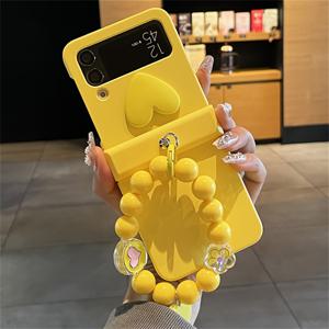 TEMU 폰케이스: Y2K 스타일리시 러브 하트 솔리드 컬러 접이식 폰케이스, 3D 카툰 토끼 꽃 비즈 체인, for Flip 7 6 5 4 3 호환, 한국식 귀여운 매트 PC 하드 백커버|폰케이스|케이스