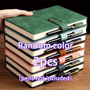 TEMU 2개 세트 A5 바인딩 노트북 - 소프트 커버 북마크 포함, 가로 줄 무늬 페이지 (레이플랫 바인딩), 저널링, 노트 작성, 비즈니스용 휴대용 포켓 사이즈 다이어리, 플래너 (다양한 색상 옵션)