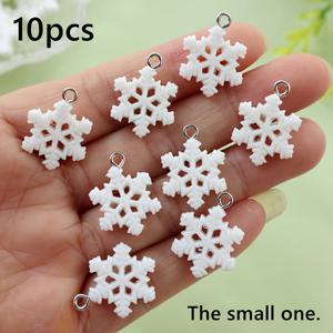 TEMU 10개 대/소형 화이트 스노우플레이크 네일링 레진 펜던트, 반짝이는 플랫백 레진 참, DIY 목걸이 팔찌 귀걸이 액세서리, 키체인 신발 가방 장식, 선물 꾸미기, 우아한 주얼리, 매끄러운 마감, 가벼운 펜던트, 장식품, DIY 취미용