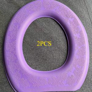 TEMU 대부분의 변기와 호환되는 2개 세트 소프트 변기 시트 쿠션 - 세척 가능한 접착식 폼 패드, 위생적, 설치 간편, 욕실 액세서리 (도구 불필요)