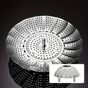 TEMU 1개 접이식 스테인리스 스틸 찜기 바구니 - 다양한 냄비 크기에 맞춤 조절 가능 (15.24cm ~ 26.67cm), 비전기 건강 요리, 내구성 강하고 세척 쉬움