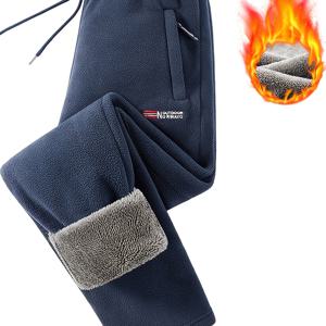 TEMU 남성용 폴라 플리스 팬츠, 가을 겨울 두꺼운 플리스, 루즈 레그 팬츠, 남성 양면 플리스 캐주얼 팬츠, 아웃도어 두꺼운|요가|냉장고바지|남자바지