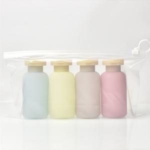 TEMU 여행용 로션 스퀴즈 병 4개 세트 (보관 가방 포함) - 누수 방지, 리필 가능 플립형 용기 (샴푸, 컨디셔너, 바디워시, 세면 용품, 로션 여행용 병에 적합)