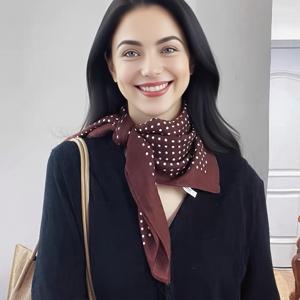 TEMU 여성용 우아한 레트로 도트 스카프 - 가벼운 대형 스퀘어 헤어밴드/숄, 비신축성 포멀 & 일상 액세서리 버건디 레드, 파티, 오피스, 해변용 - 여성에게 완벽한 선물, 클래식 디자인, 통기성 원단, 다용도 랩, 패션 애호가를 위한