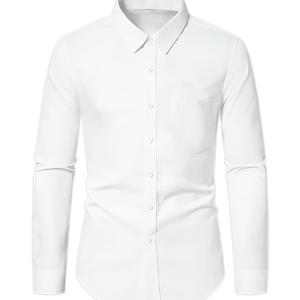 TEMU 슈얼 워터 OBM 남성 솔리드 컬러 셔츠, 비즈니스 캐주얼 긴팔 드레싱 탑