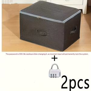 TEMU 2개 세트: 잠금 장치가 있는 보관 상자 1개와 지퍼형 정리함 1개. 넉넉하고 접이식 보관 상자 – 옷장 정리 및 거실 정리, 침대 밑 수납에 적합