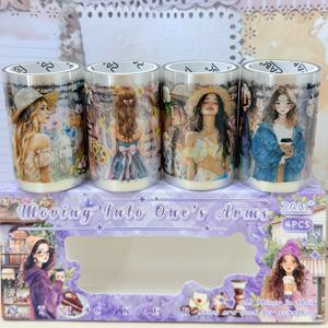 TEMU 다이컷 캐릭터 와시 테이프 스티커 세트, 스크랩북 및 저널 장식용 미리 컷팅된 PET, 저널링, 플래너, 휴대폰 케이스 및 조경용 공예 용품