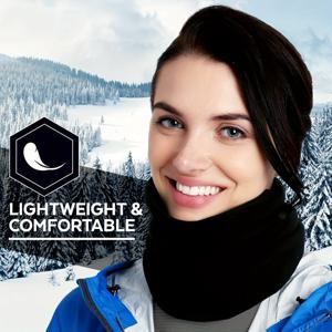 TEMU 1개 겨울용 따뜻한 플리스 스키 마스크 - 방풍, 방한 조절 가능한 탄성 끈 스카프 커버, 블랙, 폴리에스터, 야외 활동 및 겨울 스포츠 장비에 이상적 | 조절 가능한 헤드기어 | 내구성 있는 머리띠