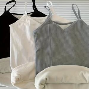 TEMU 13-16세 소녀용 민소매 스포츠 탑 3개 세트 - 타이트핏 리브드 보트넥/보일넥 블라우스 | 레이어링 겨울용 보온 | 단색, 체육관, 캐주얼 복장 | 손세탁 가능 (건조기 금지) | 3개 대량 팩, 청소년용