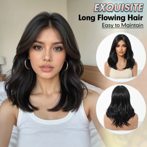 TEMU 20인치 블랙 컬리 가발 - 여덟 자형 앞머리, 매트 고온 내성 섬유, 볼륨 & 풍성함 - 로즈 네트, 데일리, 학교, 연극용 - 초보자 친화적 컬리 웨이브 (할로윈/크리스마스)