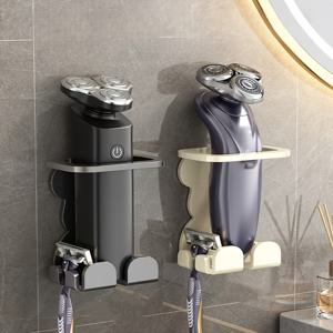 TEMU 1개 드릴 불필요 탄소강 전기 면도기 홀더 - 벽걸이형 욕실 면도기 보관 스탠드 (3단 선반 포함), 면도기 및 칫솔용 공간 절약형 디자인, 내구성 있는 금속 구조, 욕실 정리 및 수납, 튼튼한 구조, 칫솔걸이, 칫솔 벽걸이, 치솔거치대, 치약걸이, 치솔 걸이, 자석양치컵