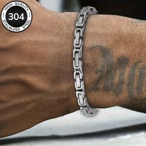 TEMU 304 스테인리스 스틸 남성용 팔찌, 황제 체인 목걸이 & 킹 링 - 고품질 남성 손목 장식 액세서리