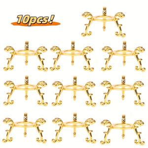 TEMU 10개 헤비듀티 메탈 삼각대 브래킷 - 견고한 철 구조, 우아한 골드 마감 - 유리, , 광물, 돌 디스플레이용 - 가정, 사무실, 사무실 디스플레이 스탠드, 디스플레이 스탠드, W, 구형 스탠드, 페데스탈 스탠드, 장식용 스탠드, 아크릴 스탠드, 화분받침대, 분재 좌대