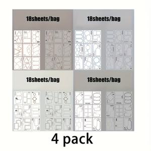 TEMU 4개/72개, 기본 테두리 이중 소재 다이컷 스티커 북렛, 프레임 사이 시리즈 스크랩북 및 카드 만들기 DIY 공예 & 저널 용품|카드스티커