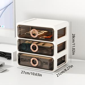 TEMU 라이프 데클러레이션 멀티-티어 화이트 & 블랙 스택 가능 플라스틱 서랍형 수납장 - 헤비듀티 데스크탑 정리함, 공간 절약형 컴팩트 디자인, 홈오피스, 기숙사, 욕실, 드레서용 - 휴대용 멀티룸 정리함 (로우, 데스크 & 서랍 정리함, 홈 스토리지용)|거실장