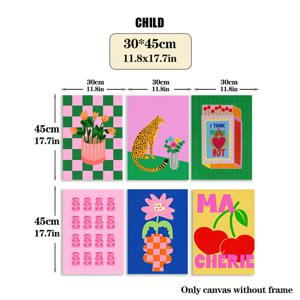 TEMU 6개 포스터 세트 - 생생한 벽걸이 액자, 동물 & 플로럴 디자인 프레임리스 캔버스 프린트, 거실, 침실, 사무실, 욕실용 모던 홈 데코 - 실내/실외 사용, 전기 불필요, 홈 데코