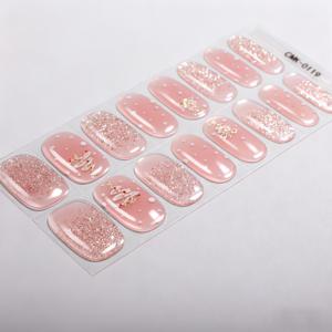 TEMU 16개 세트 손톱 풀 랩, 부드럽고 섬세한 클리어 누드 핑크 도트 크리스마스 네일 스티커, 골든 디자인의 역동적인 크리스마스 트리 라인, 우아하고 섬세한 여성용 화려하고 정교한 크리스마스 손끝 연출