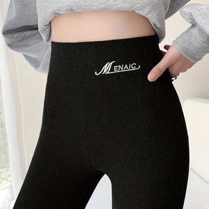 TEMU 여성용 하이웨이스트 스키니 레깅스 - 엉덩이 리프팅 & 복부 컨트롤, 7/8 기장 - 그레이/화이트 세로 탄력 허리 팬츠, 청바지 레이어링, 캐주얼 웨어 - 풀 기장 핏 (필요 없음)