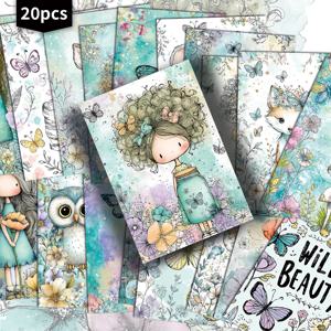TEMU 20개입 빈티지 나비 판타지 초원 엽서 - 4x6인치 레트로 정크 저널 용지, 클래식 핀업 일러스트, 수집용 장식 그림 카드