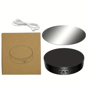 TEMU 전동 360° 회전 디스플레이 스탠드 - 부드럽고 조용한 모터 /- 3D 회전 플랫폼, 주얼리 시계, 미니어처 모델, 케이크용 - 조절 가능한 속도 및 슬로우 모션, 비디오 촬영, 소매점, 무역, 제품 전시용