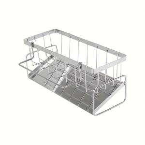 TEMU 304 스테인리스 스틸 주방 싱크대 정리함 (배수 기능 포함) - 다용도 수납 공간, 스펀지, 행주, 비누병 및 청소 도구 보관에 적합, 공간 절약형 디자인, 모던 주방에 적합, 스텐레스 싱크대수세, 식기건조대, 스텐레스 수세미걸이, 수세미거치대|싱크대