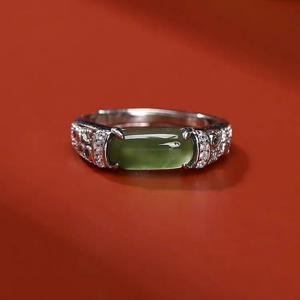 TEMU 여성을 위한 1개 우아한 빈티지 에스닉 스타일 새들 그린 에그 페이스 반지, 고급스러운 선물 상자 포장의 클래식 오픈 디자인 - 크리스마스 할로윈에 완벽, 조절가능, 여성반지