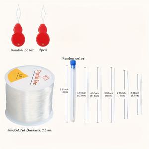 TEMU 탄성 실 포함 비즈 만들기 키트 (TC) - 바늘, 실 꿰기 도구, 컬러 코드 비즈 및 가이드가 포함된 완벽한 DIY 비즈 공예 세트 - 팔찌, 목걸이, 키체인용 - 씨드 비즈 및 공예 용품과 호환 가능