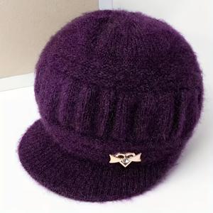 TEMU 업그레이드 가을 겨울 베레모 모자, 안감 포함, 귀보호 모자, 노인용 모자, 보온 모자, 엄마 모자, 할머니 모자