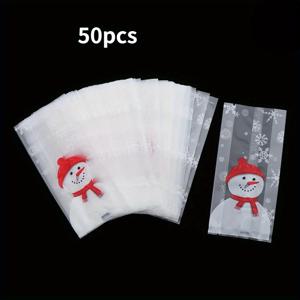 TEMU 50개 크리스마스 사탕 봉투 - 눈사람 디자인, 간식 포장용 | 파티 선물 포장, 파티 용품, 축제 파티 장식 | 축제 파티 장식, 크리스마스 사탕 봉투, 선물포장박스, 미니컵케이크 박스, 원형종이박스, 선물 박스, , 대용량
