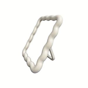 TEMU 1개 파스텔 핑크/베이지/그린/화이트/골든-옐로우 표면의 웨이브 모양 메이크업 미러 - 휴대용 & 벽걸이형 화장대 거울, 기숙사, 드레싱 테이블용 - 우아한 웨이브 디자인, 가벼운 미러|화장대