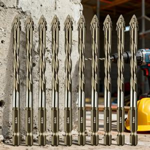 TEMU 10개 세트 카바이드 팁 포 플루트 톱니형 이심 드릴 비트 - 고강도 내구성 구조, 콘크리트, 타일, 세라믹, 목재용 - 정밀 절삭 및 연마, 날카로운 이빨, 마찰 감소, DIY 및 전문 드릴 도구, 초보자 및 전문가용, 타일 드릴링, 세라믹 드릴링, 홈 리모델링, 효율적인 디자인,고품질 비트,오래 지속되는 내구성,건설 노동자