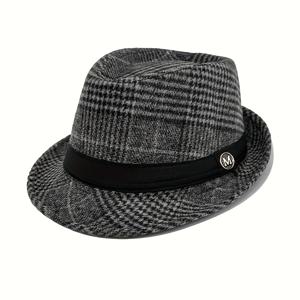 TEMU 남성 빈티지 영국 스타일 포멀 & 캐주얼 모자 - 사계절 따뜻한 펠트 질감, 넓은 챙과 곡선형 상단의 구조화된 라운드 크라운, 손세탁 가능한 우아한 아빠 모자 (결혼식, 비즈니스, 일상용) - 클래식 남성 패션 액세서리