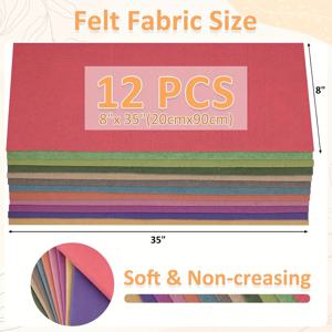 TEMU 특대형 공예 원단 - 1mm 두께의 튼튼한 부직포 원단, 12가지 생생한 색상 (핑크, 그린, 퍼플, 옐로우, 오렌지, 레드, 브라운), 재봉, 뜨개질 - 및 취미 생활자에게 이상적 - 내구성이 뛰어나고 작업하기 쉬움 - 홈 데코 및 선물용으로 완벽