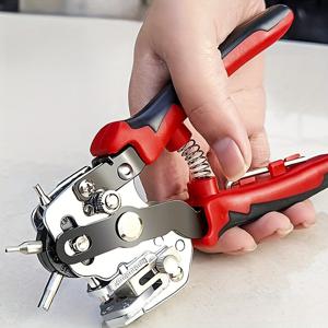 TEMU 헤비듀티 수동 회전 펀치 공구 - 6가지 사이즈 (4.5/4/3.5/3/2.5/2mm) 가죽, 벨트, 카드보드, 알루미늄용 회전 펀칭 기계 - V컷 기능의 핸드 DIY 펀치, 가죽공예, 크래프팅 및 전문 수리용