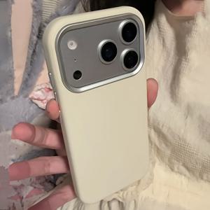 TEMU 세련된 충격 방지 범퍼 케이스, 고급스러운 단색 인조 가죽 소재, iPhone 17Pro Max, 17Pro, 17, 17Air 등 다양한 모델 호환