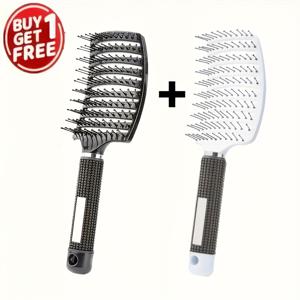 TEMU 2개 세트 빗질 헤어 브러시 & 두피 마사저 - 정전기 방지 빠른 건조 헤어 스타일링 도구, 넓은 이빨 & 가는 이빨 빗, 젖은/마른 머리, 민감한 두피 케어, 땋기용 - 모든 머리 타입에 적합한 플라스틱 브리스틀