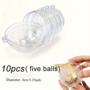 TEMU 10개 투명 충전형 구형 장식품 | 8CM 두꺼운 플라스틱 펜던트, 크리스마스 트리, 결혼식, 발렌타인데이 & 추수감사절 장식, 파티 홈 데코 액세서리 | 내구성 좋은 플라스틱, 크리스마스 장식품