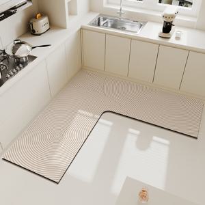TEMU 1개 특대형 L자형 미끄럼 방지 욕실 & 주방 바닥 매트 - 초흡수성 빠른 건조 욕실 매트, 둥근 모서리, 튼튼한 폴리에스터 뒷면, 욕실, 주방, 세탁실 - 간편한 청소 & 유지 관리, 욕실 매트, 주방 바닥