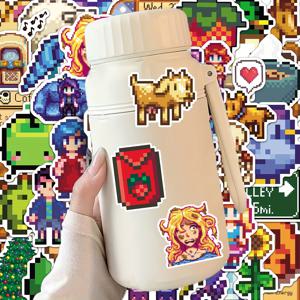 TEMU 100개 픽셀 스타일 게임 스티커 - 방수 비닐 데칼, 레트로 게임 캐릭터, 노트북, 휴대폰, 콘솔, 콘솔 장식용 자가 접착 무광택, 픽셀 아트 디자인