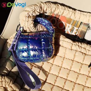 TEMU DOYOGI 여성용 퀼팅 패딩 팔찌형 클러치백 - 미니 핸드백 & 립스틱 홀더, 지퍼 잠금, 조절 가능한 스트랩(/스모키 라벤더/그레이//), 저녁용 나일론 지갑, 수납, 여성을 위한 선물, 크리스마스 선물 가방, 발렌타인데이|지갑|립스틱